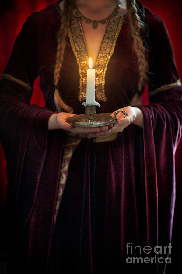 Candle Photograph - Medieval Woman Holding A Candle #2 by Lee Avison
