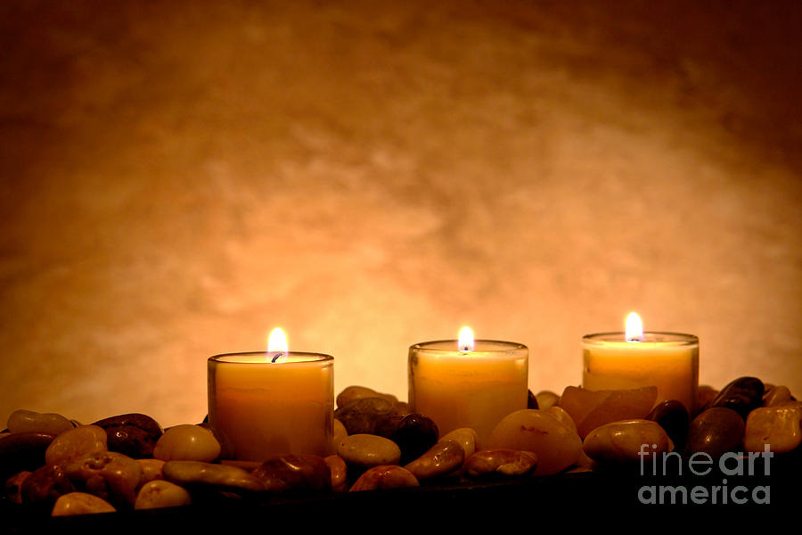 Pebbles Photograph - Meditation Candles #2 by Olivier Le Queinec