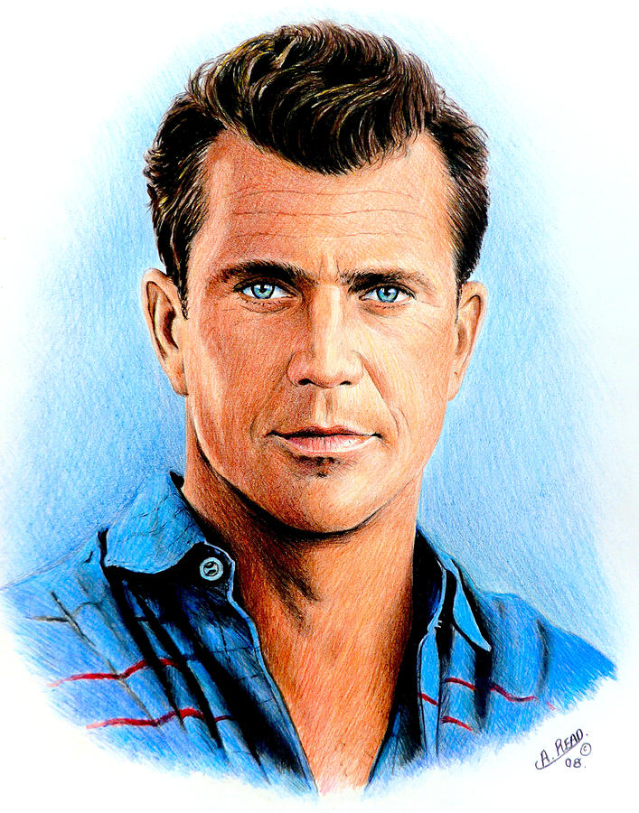 Mel Gibson Drawing by Andrew Read