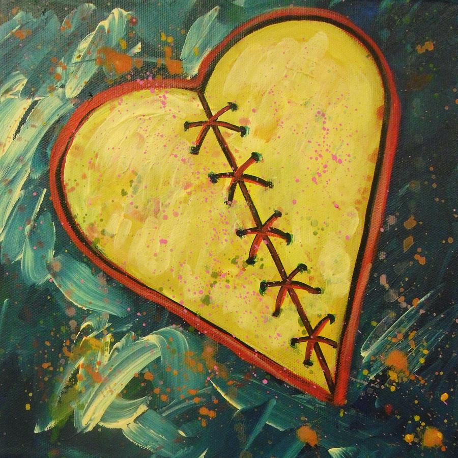Heart Painting - Mended Broken Heart of Gold #2 by Carol Suzanne Niebuhr