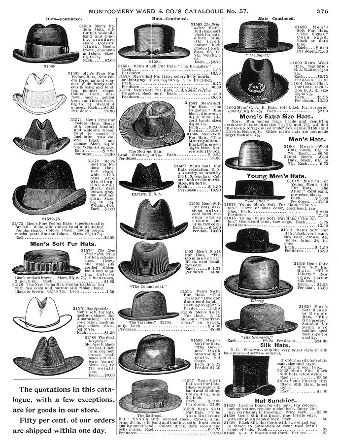 Men's Hats, 1895 #2 by Granger