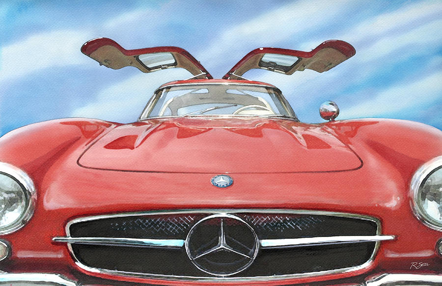 Mercedes Gullwing #2 Painting by Rod Seel