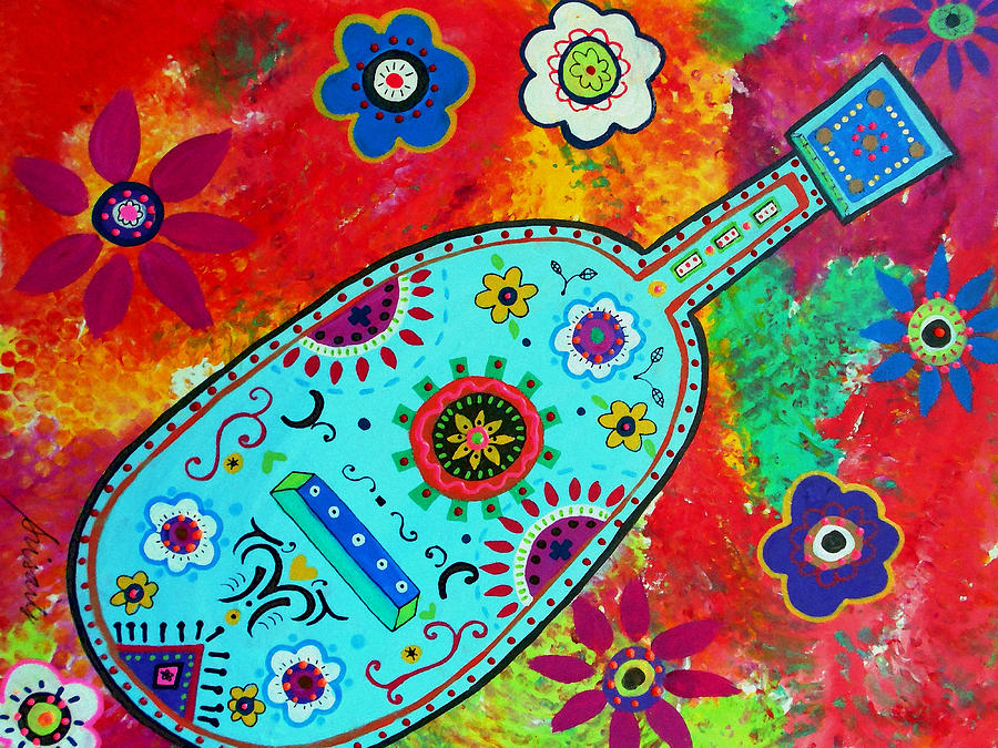 Mexican Guitar #2 Painting by Pristine Cartera Turkus