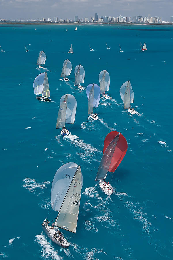 SALE ONE DAY ONLY USE DISCOUNT CODE SGVVMT AT CHECK OUT  Miami Skyline Regatta Photograph by Steven Lapkin