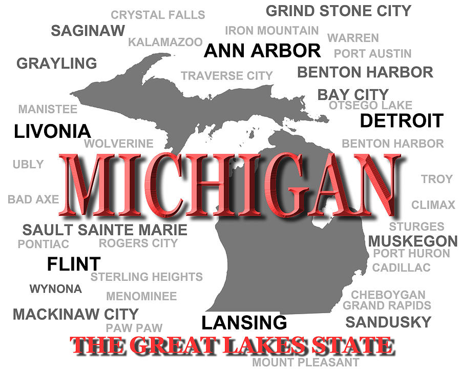 City Photograph - Michigan State Pride Map Silhouette  #2 by Keith Webber Jr