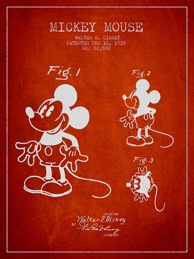 Vintage Digital Art - Mickey Mouse patent Drawing from 1930 #3 by Aged Pixel