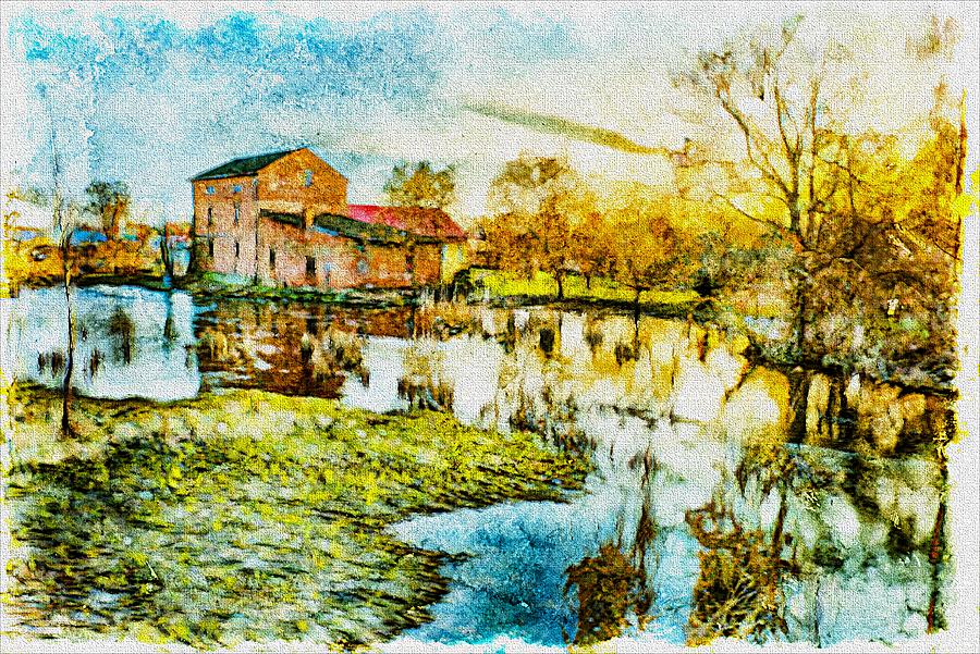 Mill by the river #2 Digital Art by Jaroslaw Grudzinski