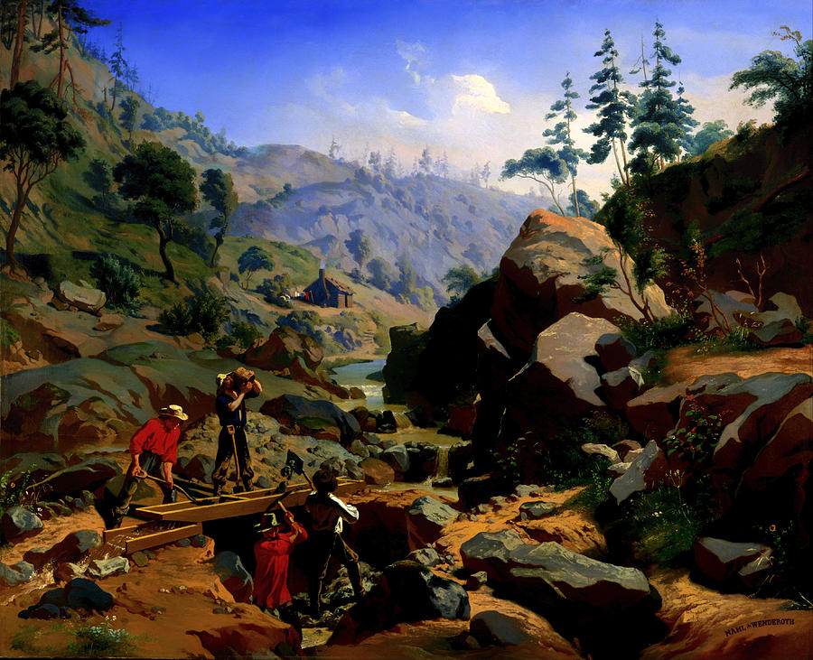 Vintage Painting - Miners in the Sierras  #2 by Mountain Dreams