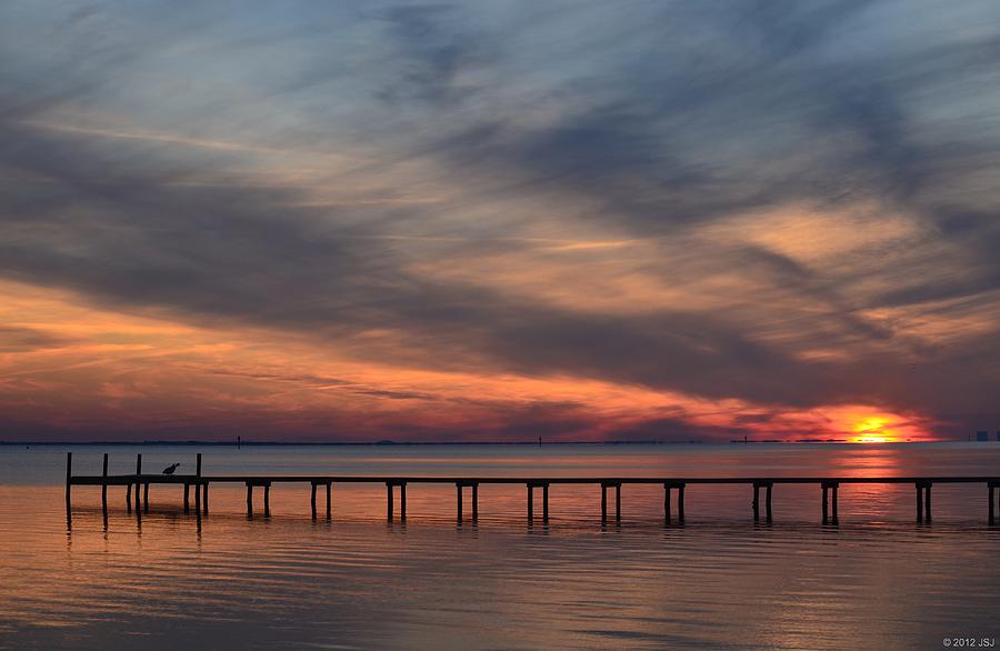 Mirrored Sunset Colors on Santa Rosa Sound #2 Photograph by Jeff at JSJ Photography