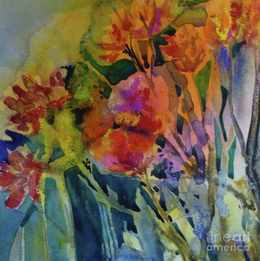 Mixed media flowers #2 Painting by Donna Acheson-Juillet