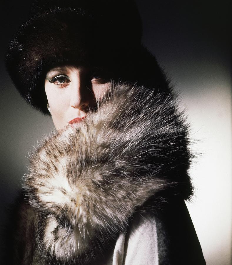 Model Wearing Fur Collar And Hat Photograph by Horst P. Horst - Fine ...