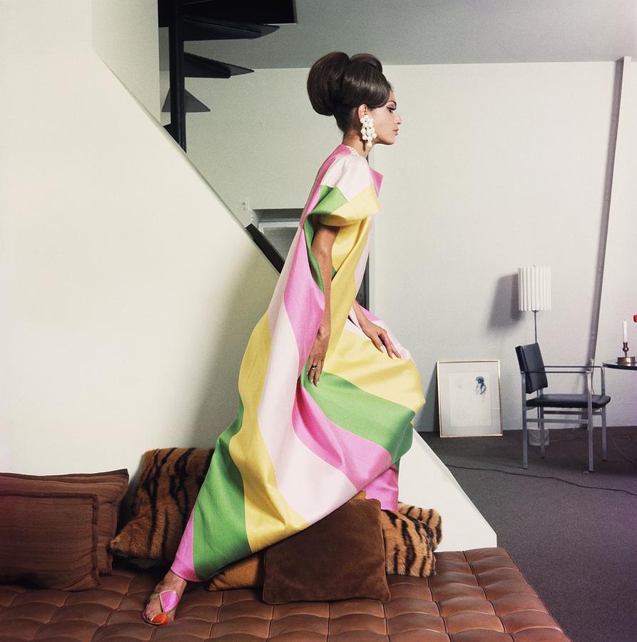 Model Wearing Striped Dress By Lucie Ann #2 Photograph by Horst P. Horst