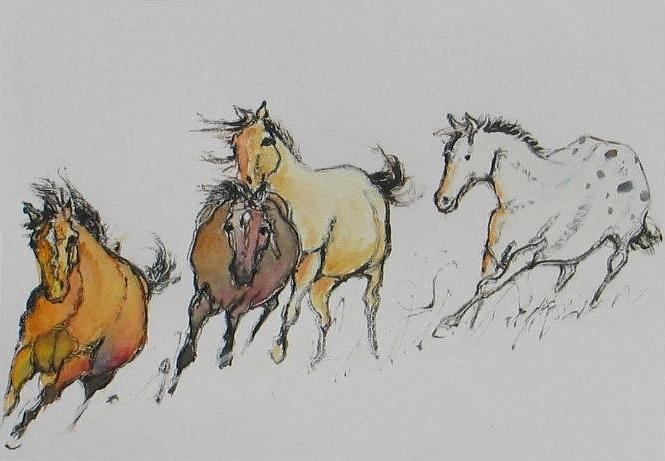 Horse Painting - Mono Print 2 #2 by Elizabeth Parashis