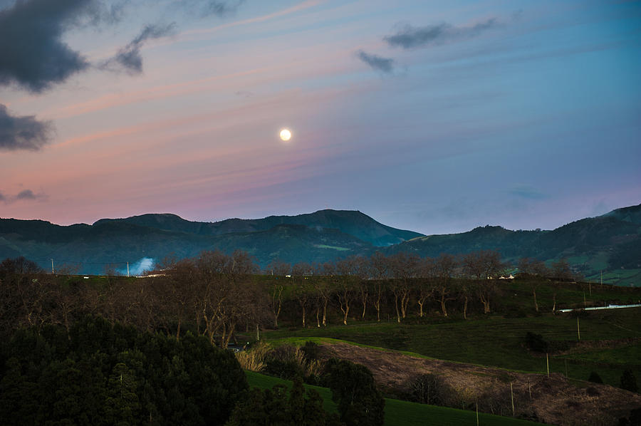 Moon over the Hills of Povoacao #2 Photograph by Joseph Amaral