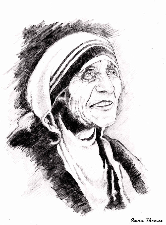 Mother Teresa Drawing by Aevin Thomas Fine Art America