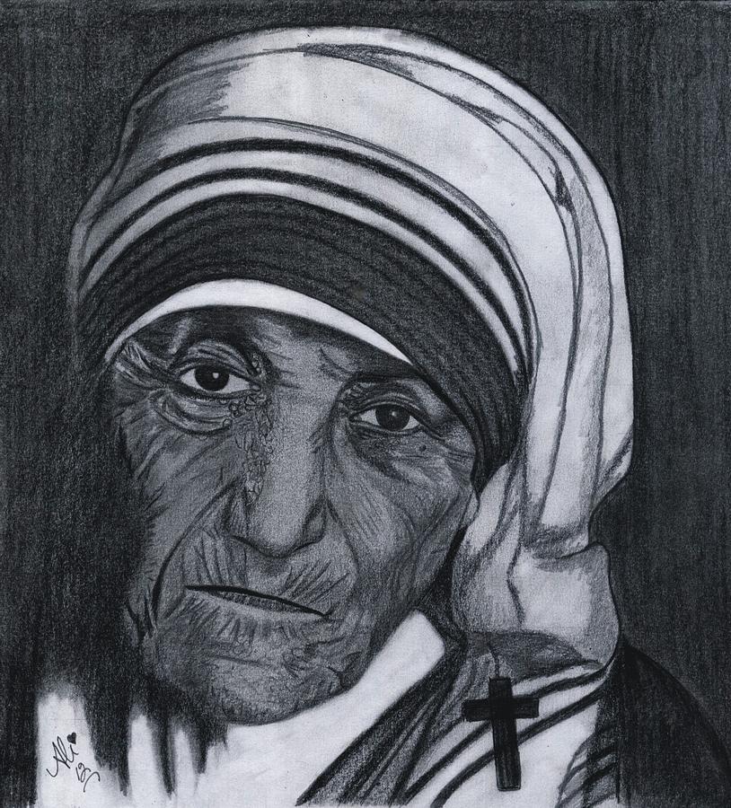 Pakistan Drawing - Mother Teresa #3 by Bobby Dar