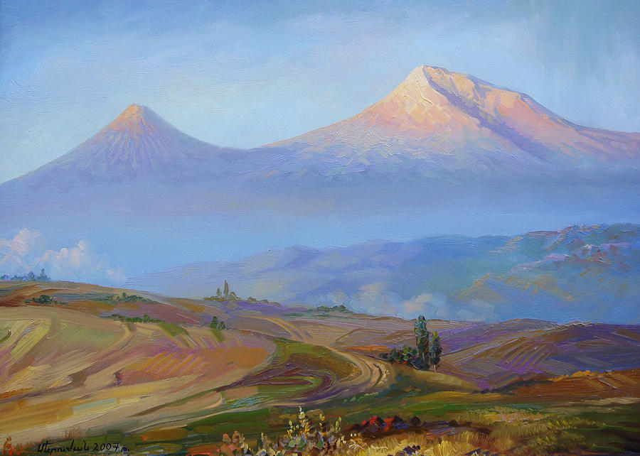 Mountain Ararat Painting - Mountain Ararat in the early morning #2 by Meruzhan Khachatryan