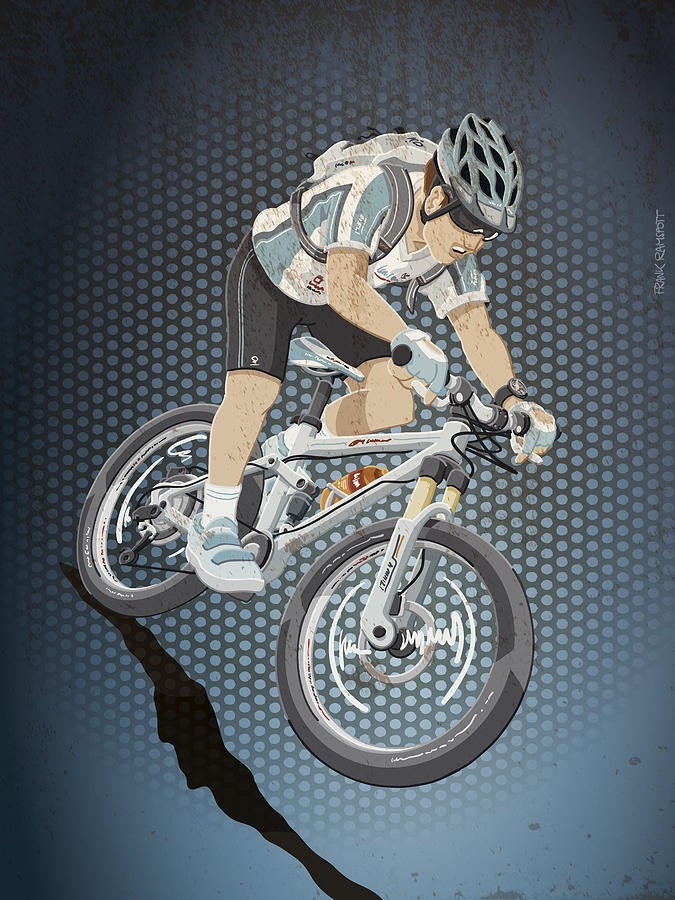 Sports Digital Art - Mountainbike Sports Action Grunge Color #2 by Frank Ramspott