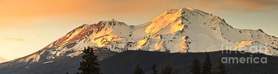 Mt. Shasta sunset panorama #2 Photograph by Ken Brown