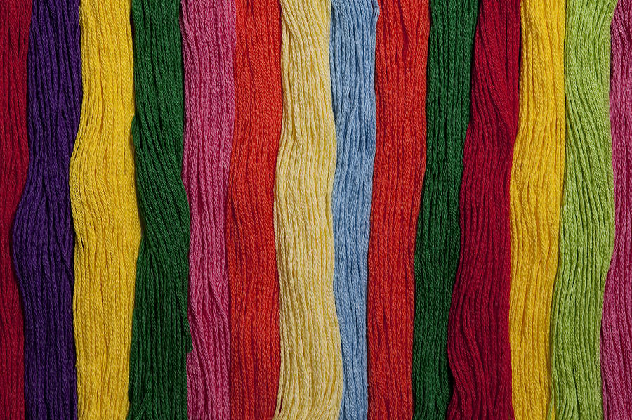 Multicolored embroidery thread in rows #2 Photograph by Jim Corwin