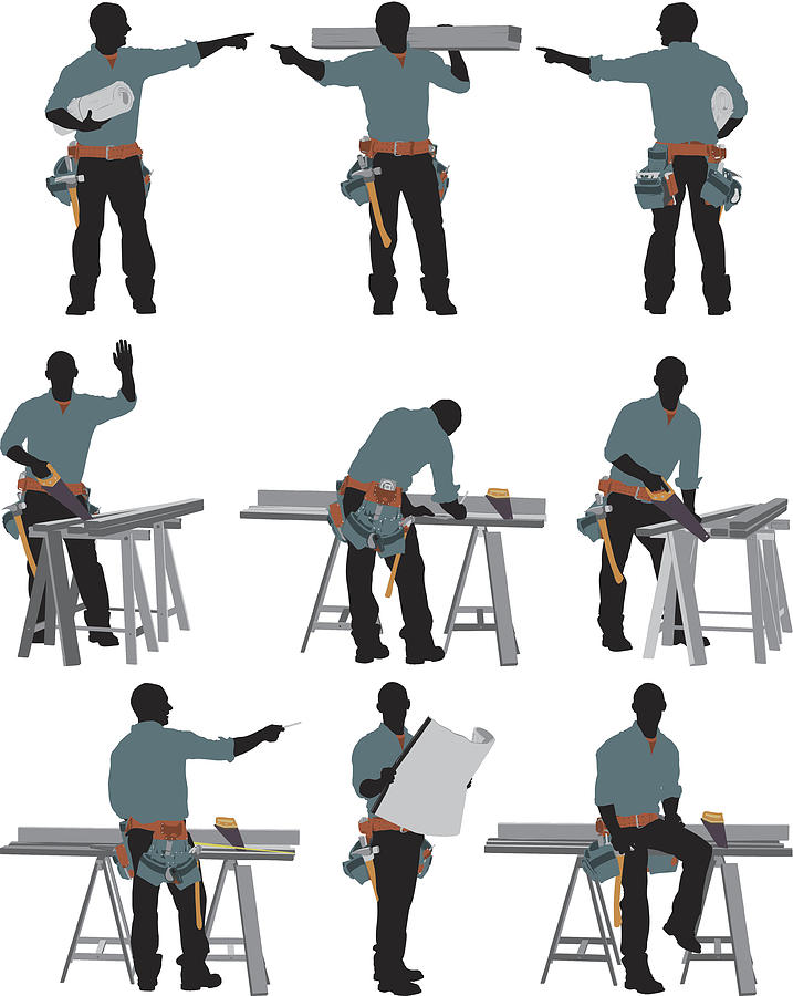 Multiple images of a carpenter #2 Drawing by 4x6
