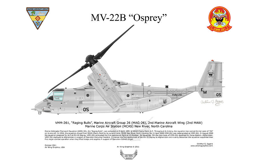 MV-22B Osprey VMM-261 #1 Digital Art by Arthur Eggers