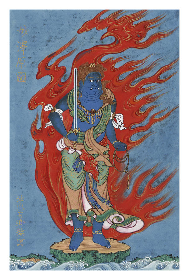 Dragon Painting - Mythological Buddhist or Hindu figure Circa 1878 #2 by Aged Pixel