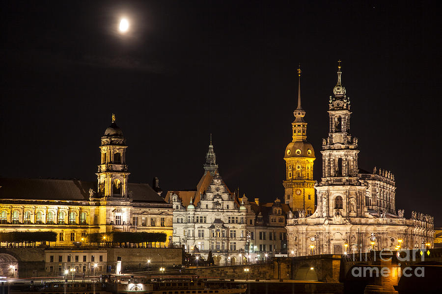 New historical city of Dresden at night #2 Photograph by Gina Koch