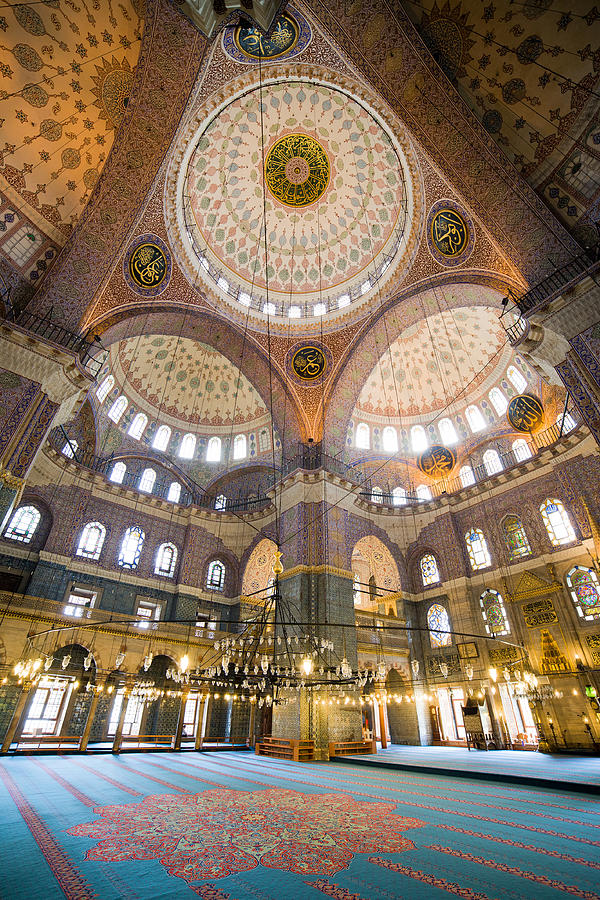 Turkey Photograph - New Mosque Interior in Istanbul #1 by Artur Bogacki