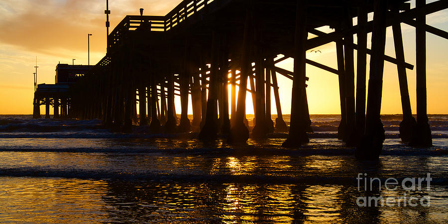 Newport Beach California Pier at Sunset in the Golden Silhouette #2 Photograph by ELITE IMAGE photography By Chad McDermott