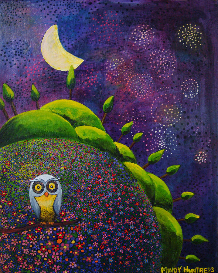 Night Owl #2 Painting by Mindy Huntress