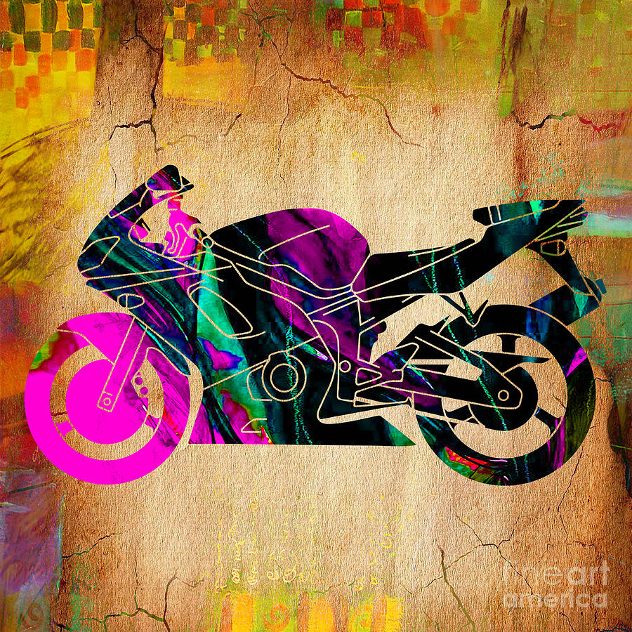 Ninja Mixed Media - Ninja Motorcycle Painting #2 by Marvin Blaine