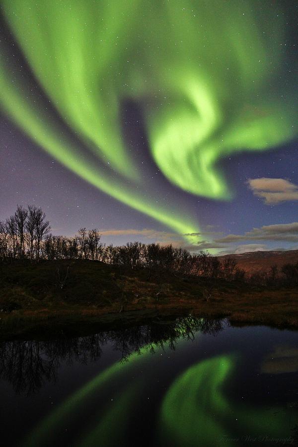 Fall Photograph - Nordic Autumn Aurora Reflections by David Broome