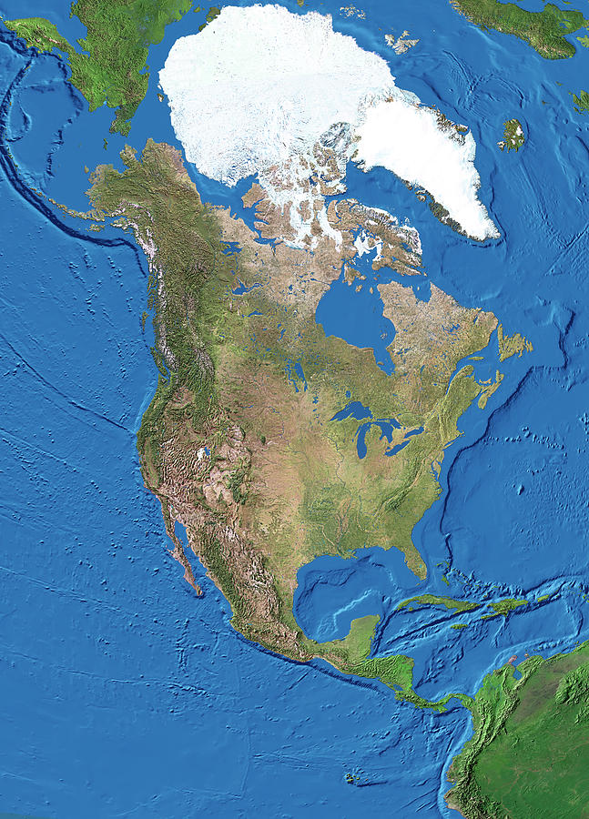 North America #2 Photograph by Worldsat International/science Photo Library