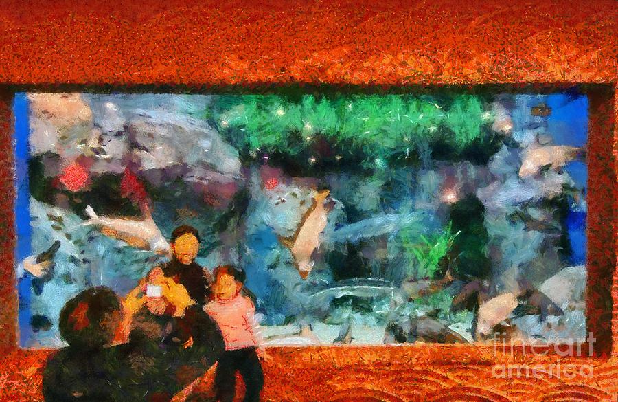 Ocean Aquarium in Shanghai #2 Painting by George Atsametakis