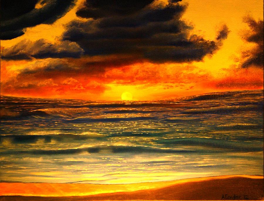 Ocean Sunset #2 Painting by Alan Conder