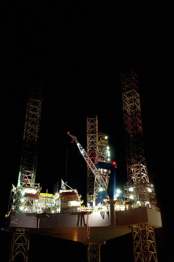 Oil Rig At Night #2 Photograph by Jesper Klausen / Science Photo Library