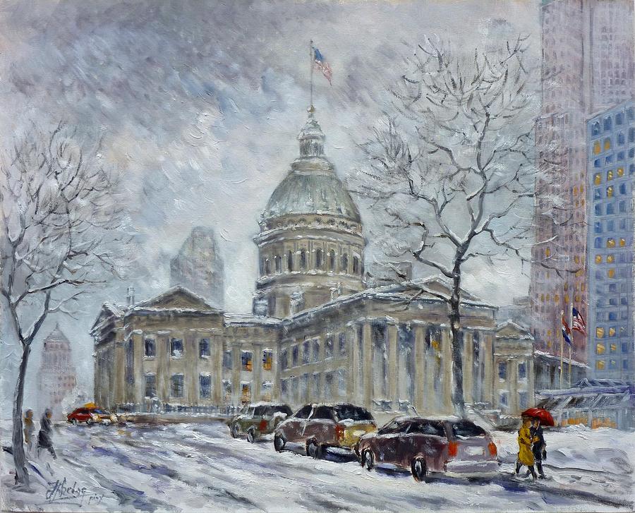 Old Courthouse in St.Louis - Winter #2 Painting by Irek Szelag