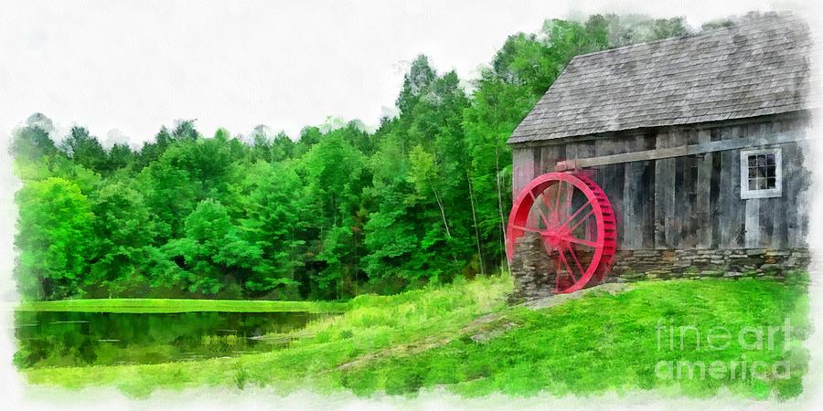 Old Grist Mill Vermont Red Water Wheel #2 Photograph by Edward Fielding