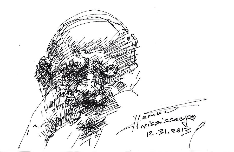 Portrait Drawing - Old Man #2 by Ylli Haruni