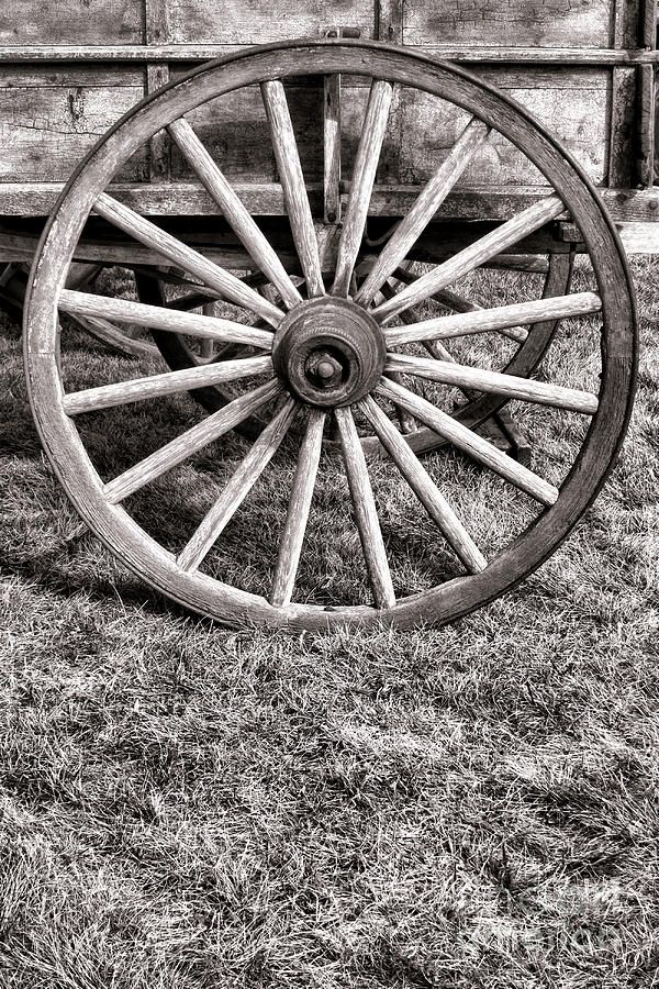 Transportation Photograph - Old Wagon Wheel on Cart by Olivier Le Queinec