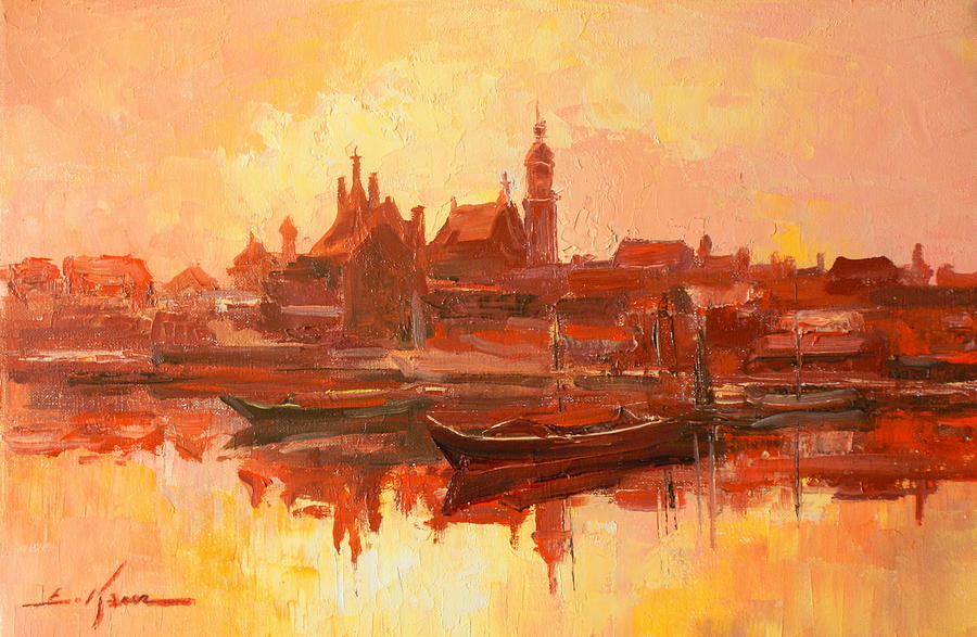 Old Warsaw - Wisla River Painting