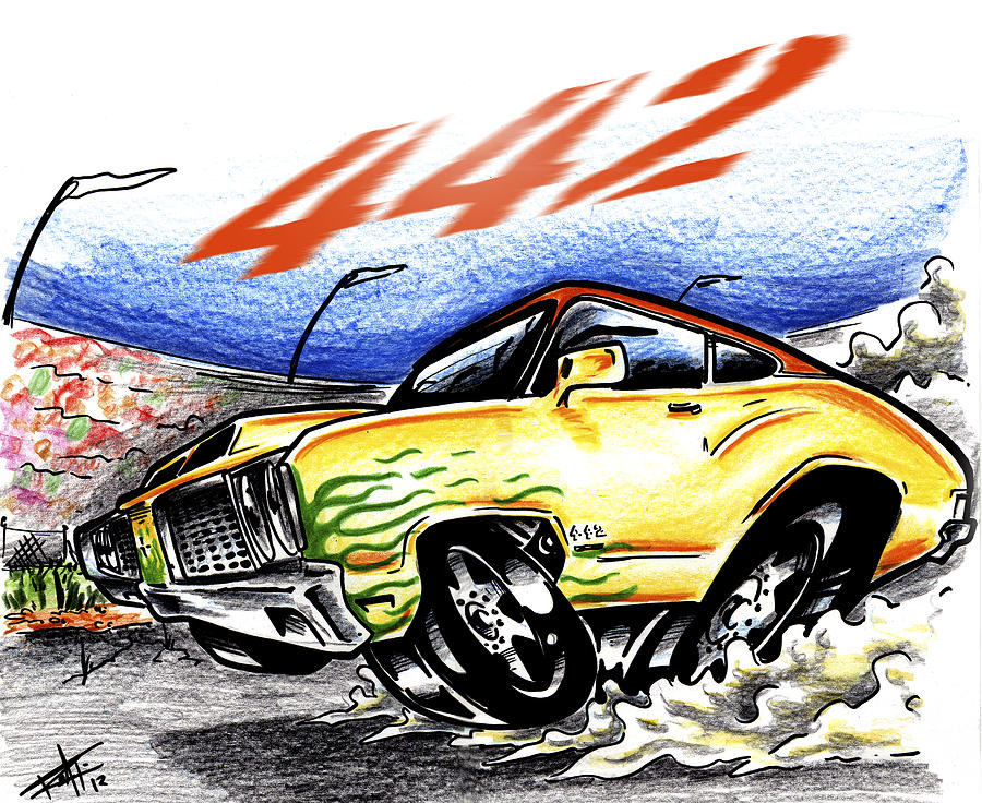 Car Drawing - Olds #2 by Big Mike Roate
