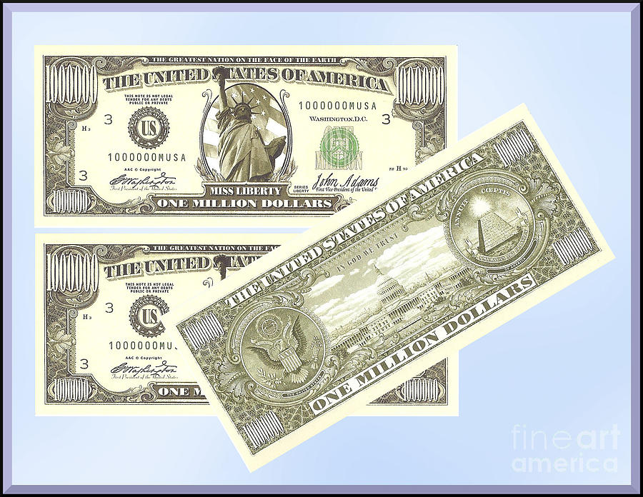 One Million Dollar Bill Front and Back Photograph by Charles Robinson