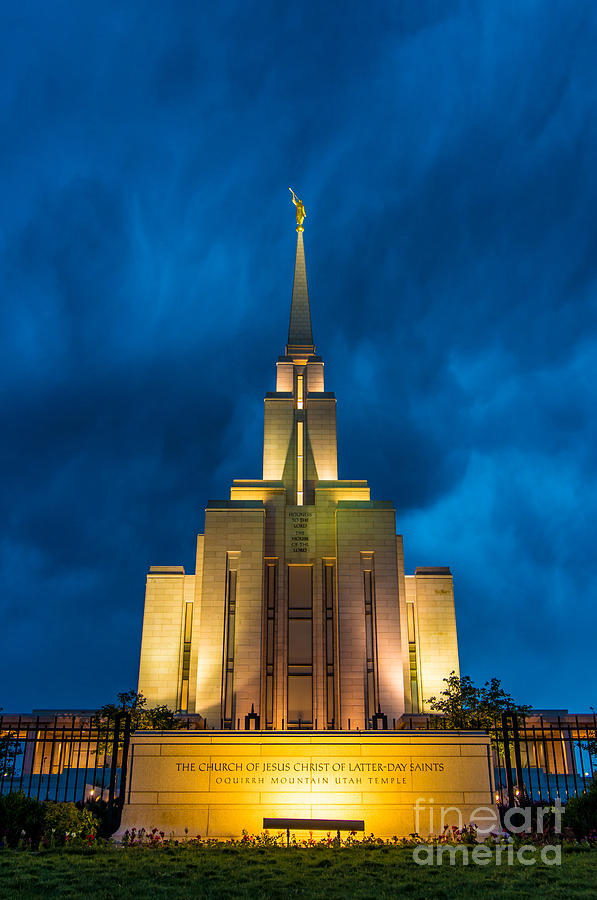 Oquirrh Mountain LDS Temple Evening Thunderstorm #2 Photograph by Gary Whitton