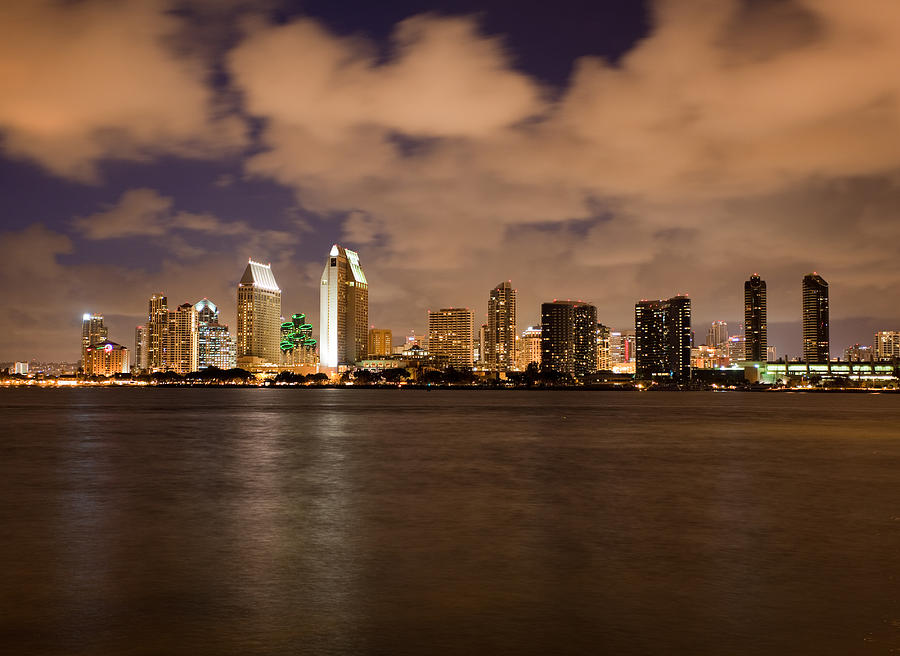 Orange clouds reflect light from San Diego Skyline #2 Photograph by Steven Heap