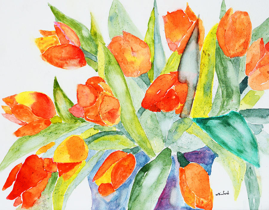 Orange Holland  Tulips #2 Painting by Wade Binford