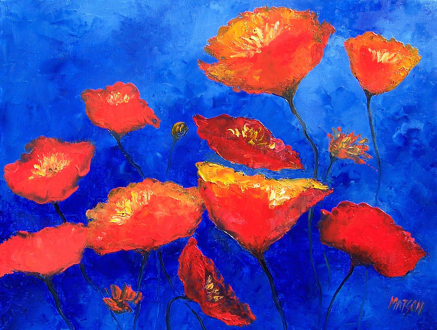 Orange Poppies #2 Painting by Jan Matson