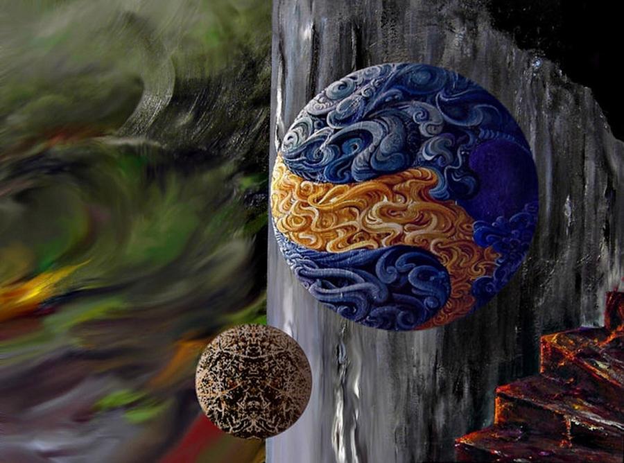 Surrealism Painting - Orbs On The Stairs by Jay Garfinkle