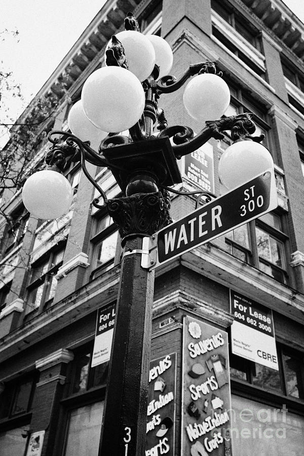 Lamp Photograph - ornate streetlights in historic gastown district of Vancouver BC Canada #2 by Joe Fox